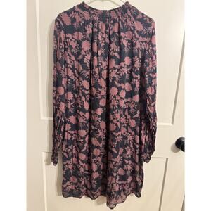 Cloth & Stone Dress Womens XL Blue Floral Long Sleeve Smocked Soft Boho Flowy